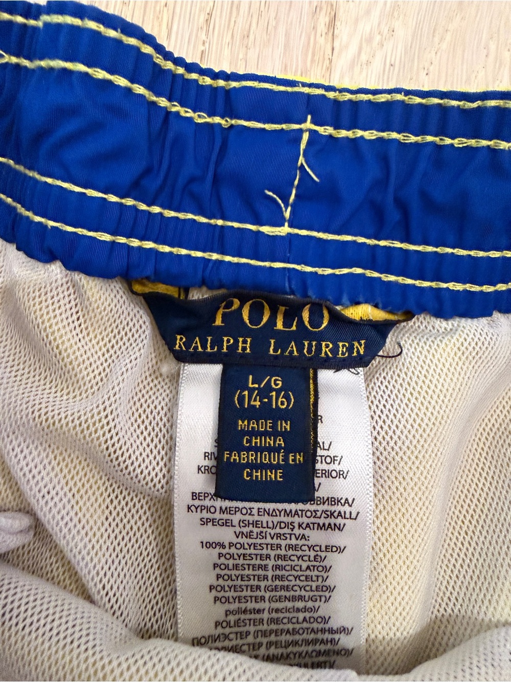 Ralph Lauren Traveller Polo Boys Yellow Swim Trunks Board Shorts Large 14-16 - Picture 7 of 9